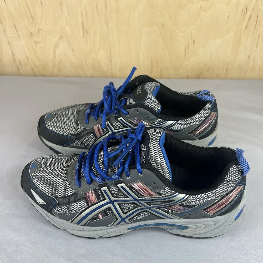 ASICS Gel Venture 5 Men's Size 9 Gray Blue Running Shoes Sneakers T5N3N Used